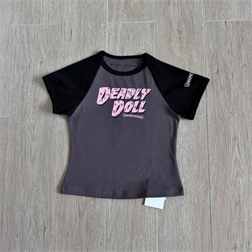 chrome hearts deadly doll raglan short sleeve t-shirt